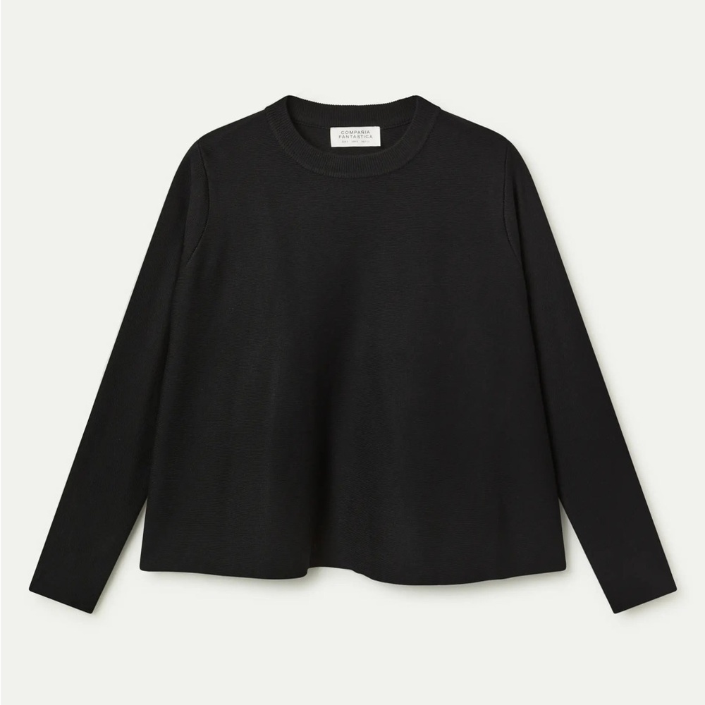 Compania Fantastica Black Long Sleeve Flared A Line Women's Top